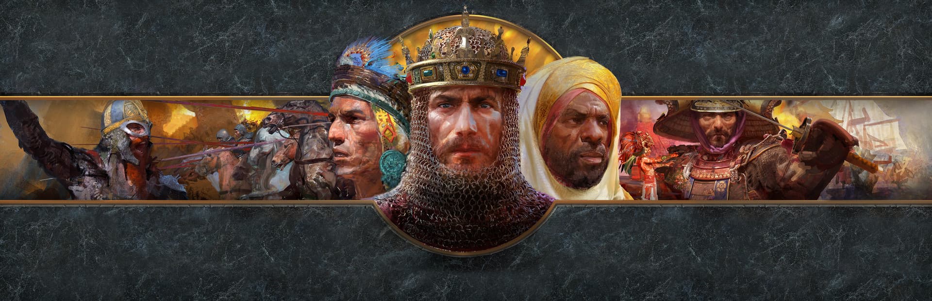 Age of Empires II Definitive Edition artwork featuring historical rulers